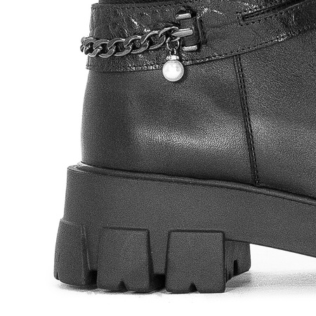 Maciejka 05290-01/00-7 Black Crocodile Knee-High Boots