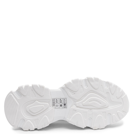 Buffalo Sneakersy na Platformie Białe z Koronką i Cekinami 1636728-WHT
