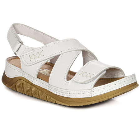 Maciejka Comfortable Leather Platform Sandals White L4496-11/00-1 HTML