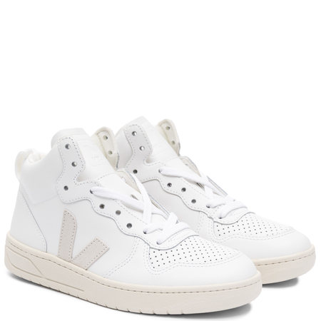 Veja Sneakersy damskie skórzane wysokie White Natural białe