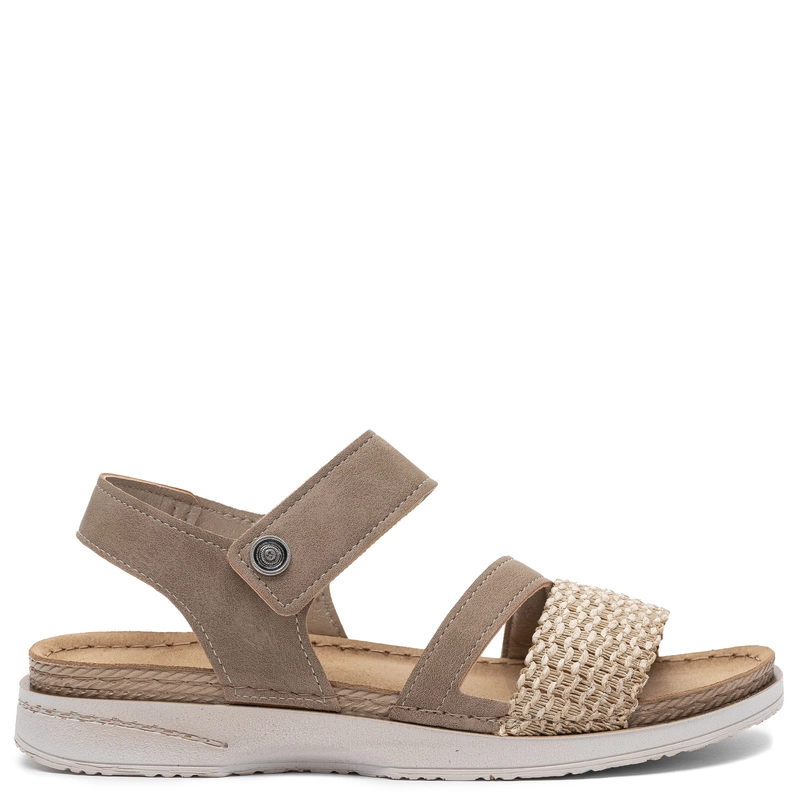 Inblu Women's Sandals Woven Strap Sandals with Hook-and-Loop Beige FA000005-BROWN