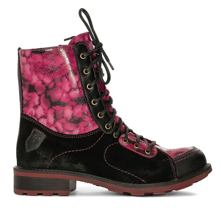 Maciejka Women's Leather Boots Black and Pink