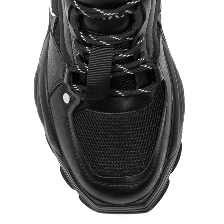 GOE Sneakersy damskie na platformie Black czarne