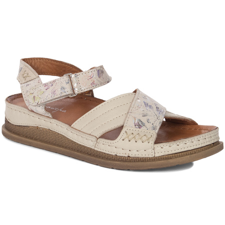 Maciejka Women's Leather Sandals in Flowers