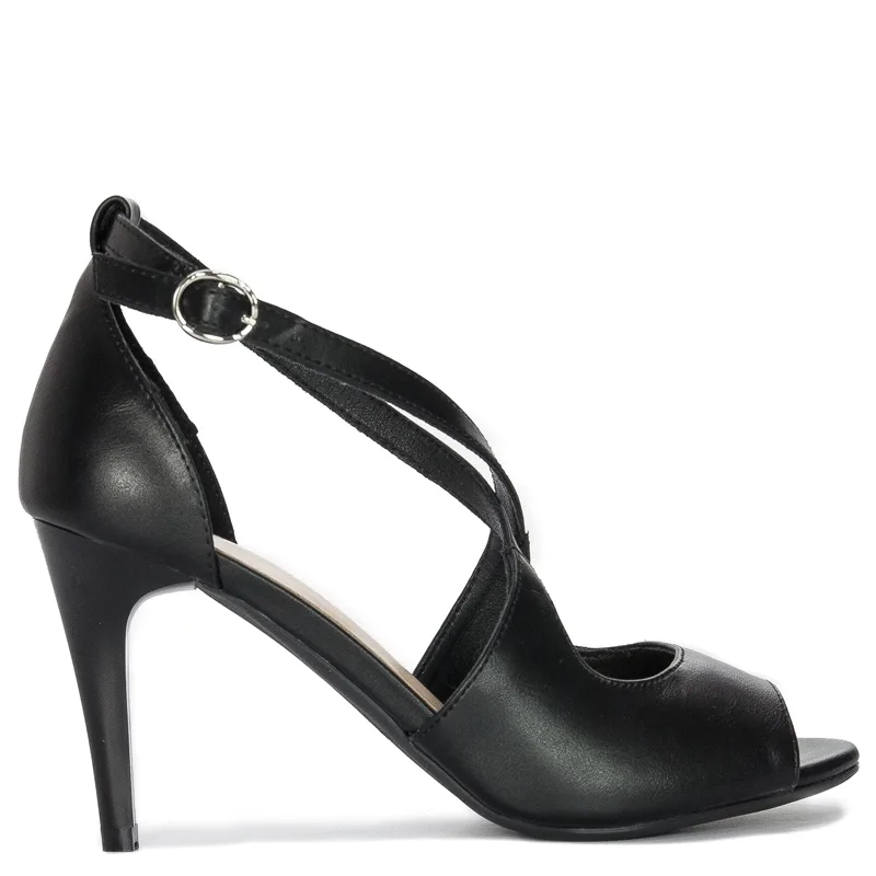 Sergio Leone women's sandals on a high heel Black PU