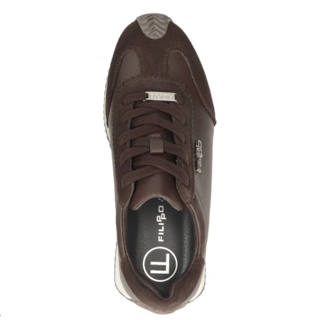 Filippo Leather Sneakers Suede Details Brown DP7979-26-D-BR