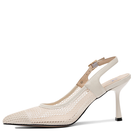 Maciejka Ażurowe Czółenka Na Szpilce 8 cm Beżowe K7507-22/00-0