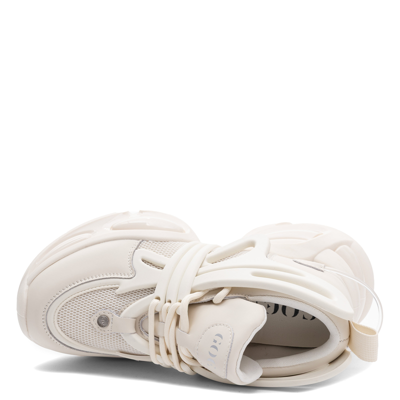 GOE Sneakersy Damskie Skórzane na Platformie Beżowe TT2N4014