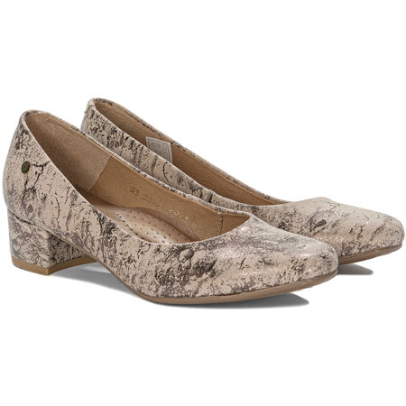 Maciejka Women's Leather Beige and Gold Pumps