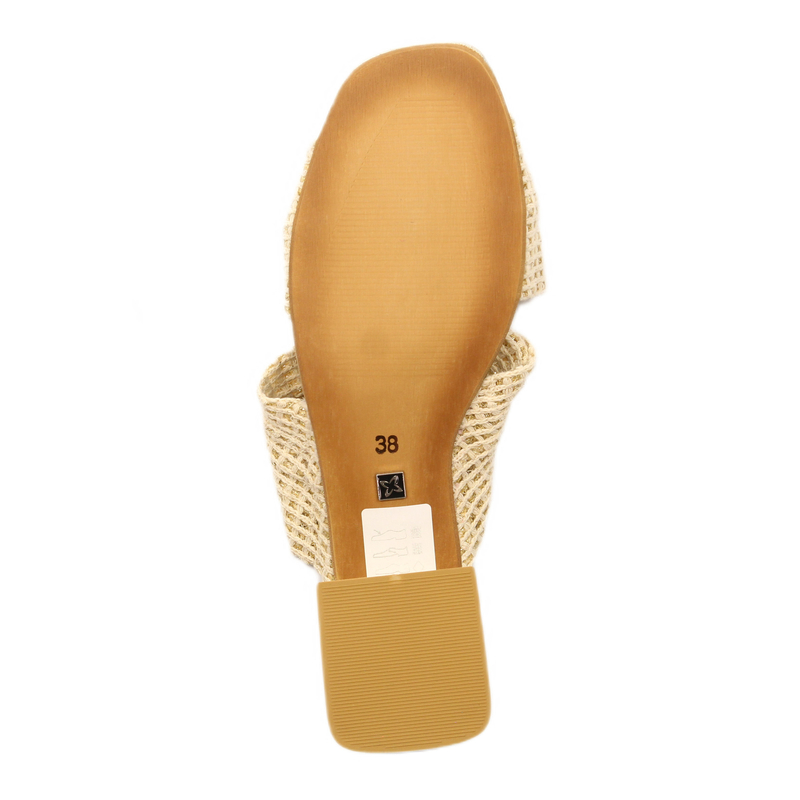 Maciejka Gold Braided Block Heel Sandals Square Toe 06955-25/00-0