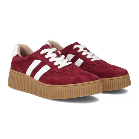 Filippo Sneakersy Damskie Skórzane Na Platformie Bordowe