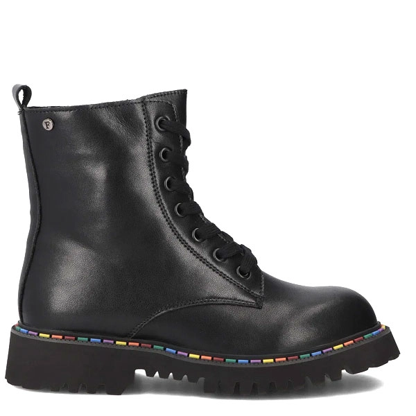 Filippo Leather Lace-Up Ankle Boots With Rainbow Piping Black DBT7428-25-BK