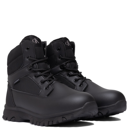 Calvin Klein Jeans Waterproof Lace-Up Boots Side-Zip Black V3X5-83190-BLACK