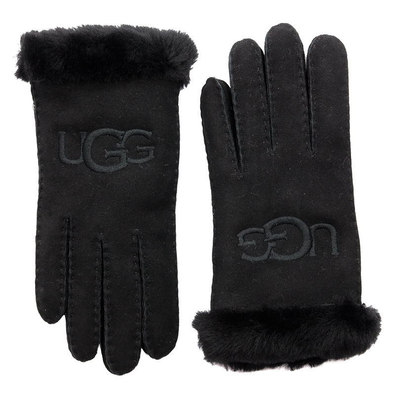 Rękawiczki UGG 20931 W Sheepskin Embroider Glove Black czarne