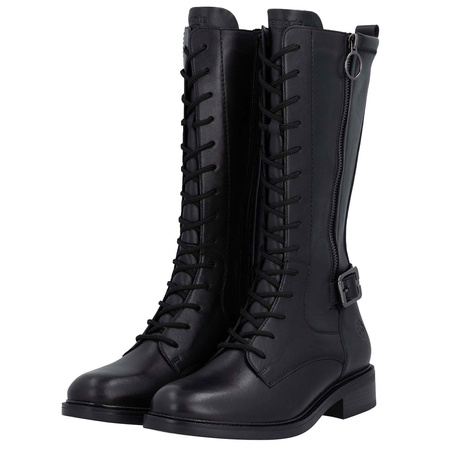 Rieker Lace-Up Tall Boots With Side Zip Black D2W71-00