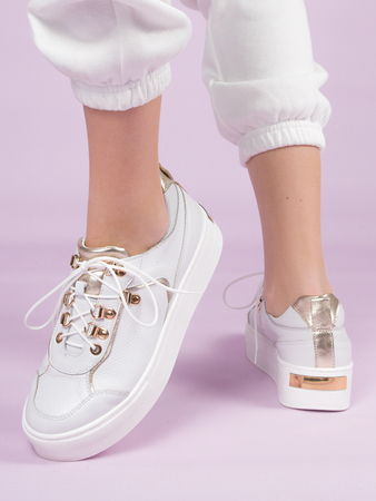 Inofio women's leather white shoes 