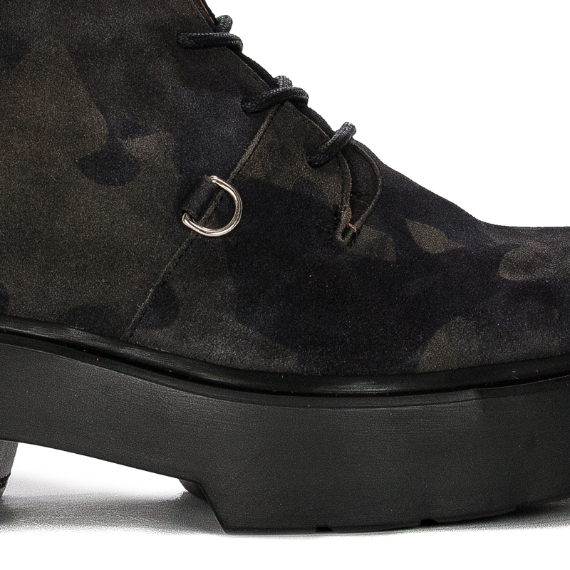 Wonders Women's Leather Boots On The Camo Platform Wonders Botki Damskie Skórzane Na Platformie Jungla Negro