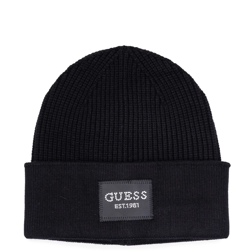 Guess Women's Winter Beanie Hat With Rhinestones Black AW5631VIS01-BLK