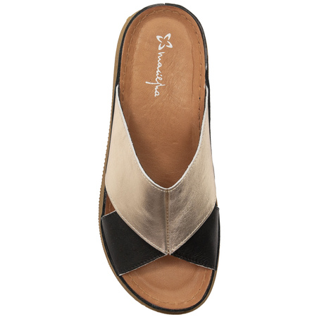 Maciejka Black Gold Women's Slides