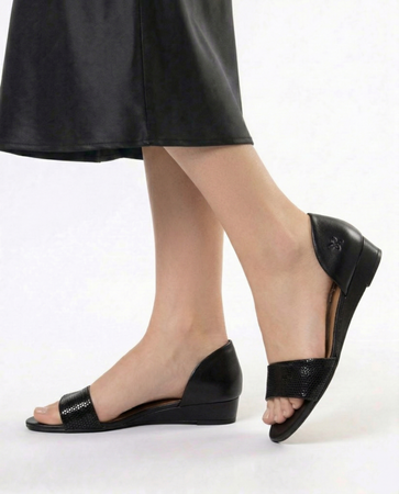 Maciejka Leather Low-Wedge Sandals with Closed Heel Black 01971-11/00-5