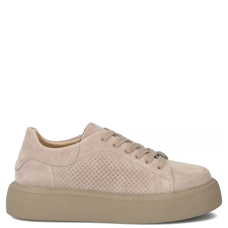 Filippo Leather Perforated Platform Sneakers Women Beige DP7502-26-TP