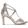 Maciejka Leather T-Bar Sandals Stiletto Heel Buckle Silver 2755J-35/00-1