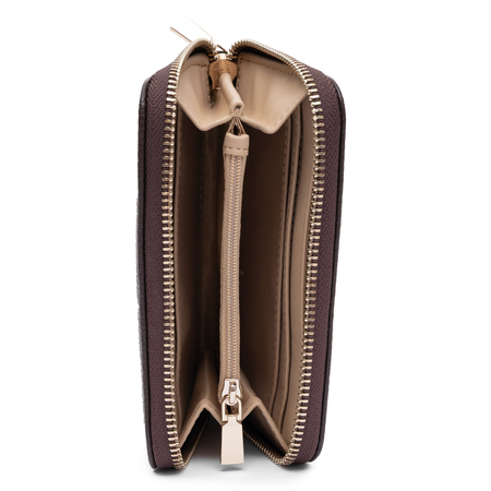 Guess Elegancki Zapinany Na Zamek Portfel Damski Brązowy SWBG9735140-BROWN