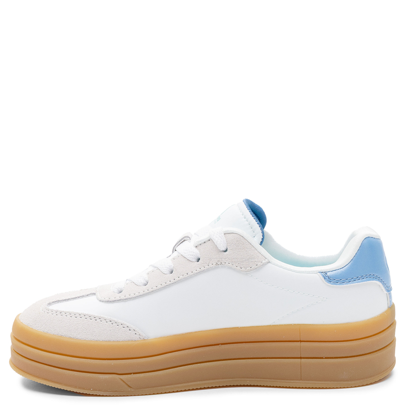 Skechers Zinger Lift - Homecoming Star Sneakersy Na Platformie Skórzane Biało Niebieskie 310682L-WBL