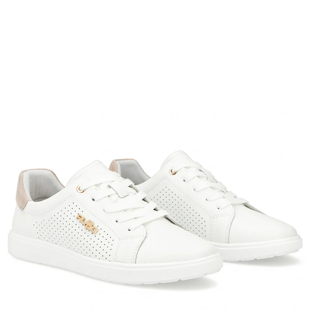 Filippo Skórzane Sneakersy Białe DP6738-WH-BE