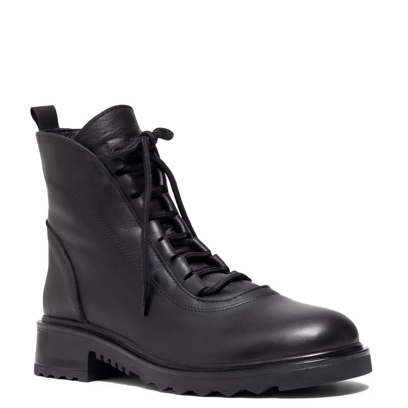 Boccato Women's Leather Lace-Up Ankle Boots Insulated Black 342-60-R014