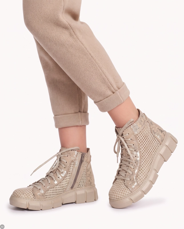 Maciejka Women's Leather Boots Beige+Gold