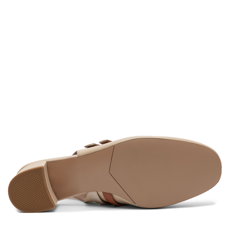 Maciejka Leather Slingback Mary Jane Pumps Block Heel Beige K7475-04/00-1