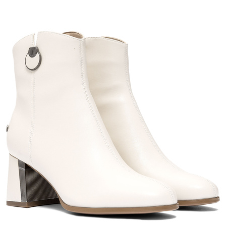 Maciejka Women’s Leather Ankle Boots Block Heel Beige K7203-04/00-8