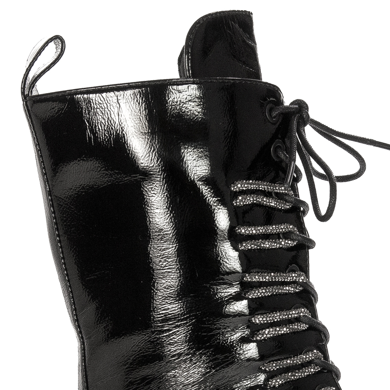 S.Barski Women's Ankle Boots Black Lacquered