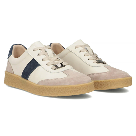 Filippo Leather Beige&Blue Low Shoes