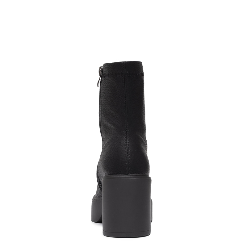 T. Sokolski Leather Platform Ankle Boots Block Heel Black HW-Z25-128-BLK