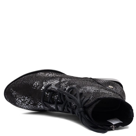 Maciejka Women's Genuine Leather Lace-Up Ankle Boots Crackled Black 6391W-35/00-1