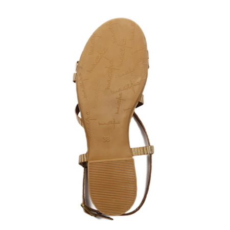 Maciejka Elegant Leather Sandals Flat Gold 06635-04/00-0