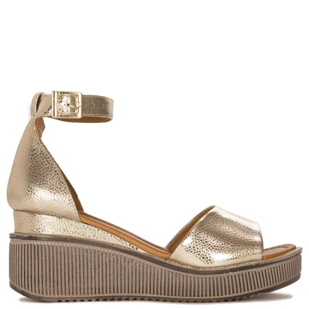 Boccato Gold Leather Wedge Sandals Elegant Textured 050-1798-R018