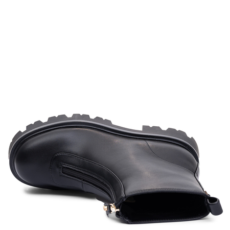 Guess Stylish Women's Platform Ankle Boots With Golden Front Zipper Black FLFRR2-ELE10-BLK