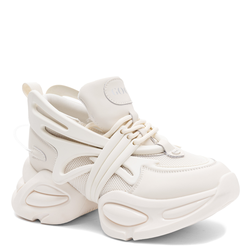 GOE Sneakersy Damskie Skórzane na Platformie Beżowe TT2N4014