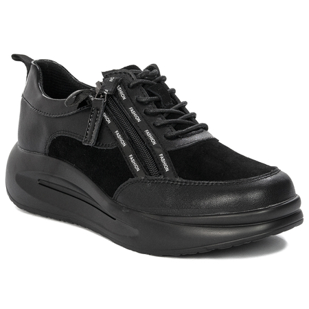T.Sokolski Półbuty damskie sneakersy skórzane Black czarne
