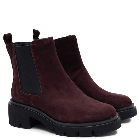 Maciejka Suede Block Heel Chelsea Boots Burgundy P7879-23/00-7
