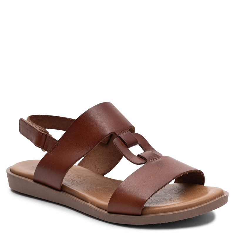 Maciejka Leather Flat Sandals With Decorative Chain Detail Brown E7403-29/00-0
