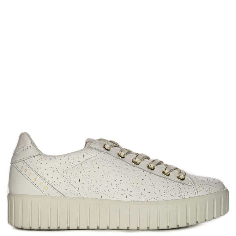 Igi&Co Women's leather platform white sneakers