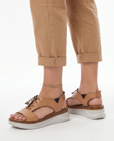 Maciejka Leather Platform Sandals Ginger Orange I7646-29/00-1