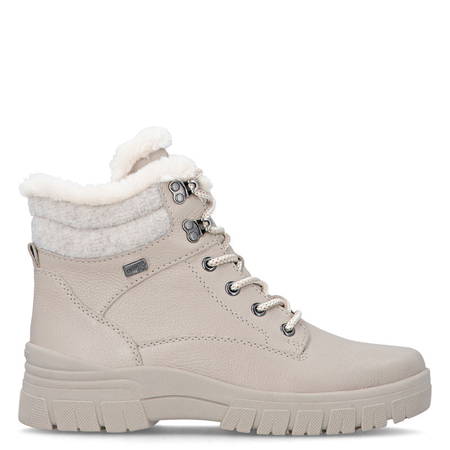 Rieker Warm-Lined Platform Ankle Boots With Zip And Laces Beige D0E71-60