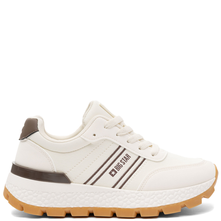 Big Star Platform Sneakers Low-Top Sports Shoes with Contrast Stripes Beige TT274881-BEIGE