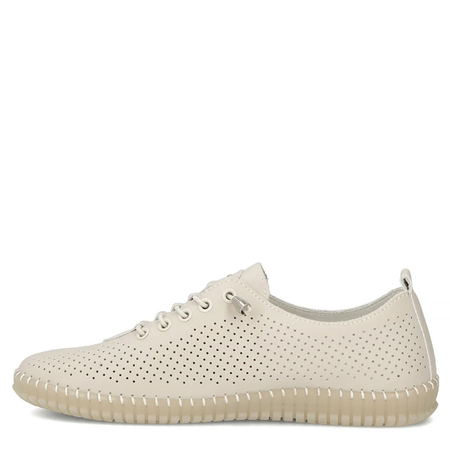 Filippo Leather Perforated Lace-Up Sneakers Beige DP6140-26-BE