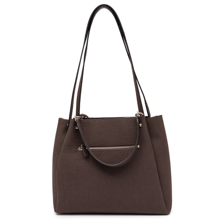 Guess Lorella Women's Classic Shoulder Bag Croco Embossed Brown HWCG2306230-ESP